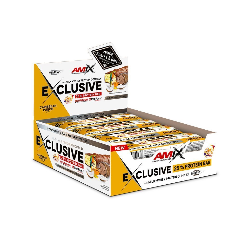 Amix Exclusive Protein Bar Box- 12x85g - Carribean Punch